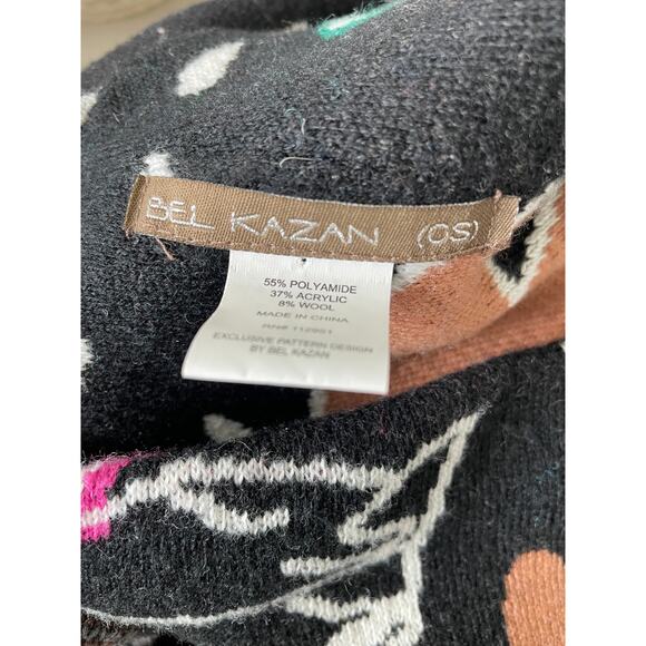 Bel Kazan Anthropologie Infinity Neck Scarf Black Pink Pattern - Picture 4 of 7